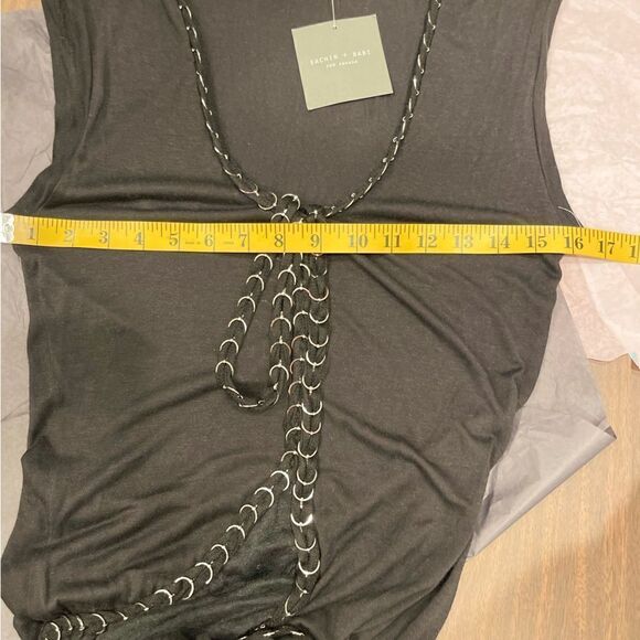 Sachin + Babi For Ankasa Black V Neck Chains Details Ruched Dress.Size S - Picture 16 of 16